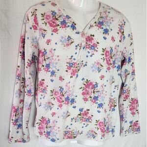 Intimate Essentials Super Soft Floral Print Long Sleeve V neck Loungewear W Med
